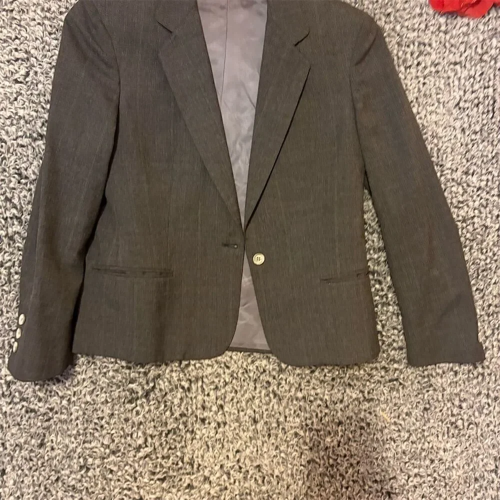 Austin Reed Men's Gray Tweed Plaid Sport Coat Size 36 R Formal Overcoat
